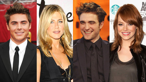Zac Efron, Robert Pattinson, Jennifer Aniston, Emma Stone Zac Efron, Robert Pattinson, Jennifer Aniston, Emma Stone
